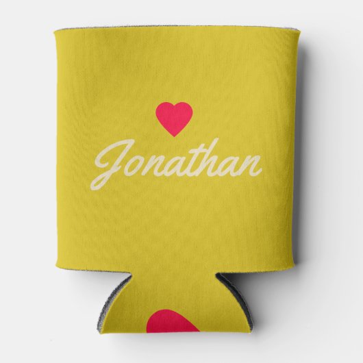 Mid-Century Dark Lemon Vintage Heart Signature 缶クーラー (正面)