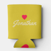 Mid-Century Dark Lemon Vintage Heart Signature 缶クーラー (裏面)