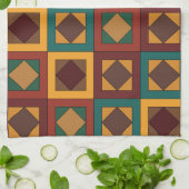 Mid Century Diamond Square Geometric Pattern キッチンタオル (折り畳み)