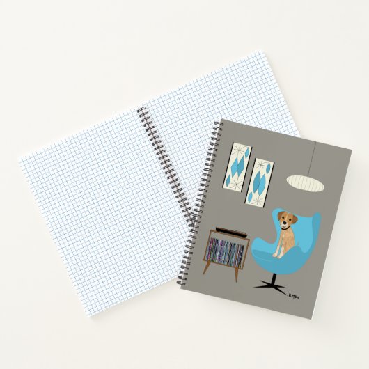 Mid Century Dog with Record Player ノートブック (内部)