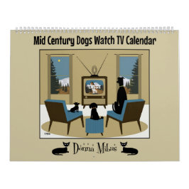 Mid Century Dogs Watch TV  カレンダー