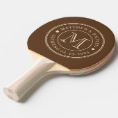 Mid-Century Forest Brown Wedding Monogram 卓球ラケット (正面アングル)