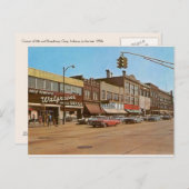 Mid-century Gary IN - 6th &ブロードウェイ ポストカード (正面/裏面)