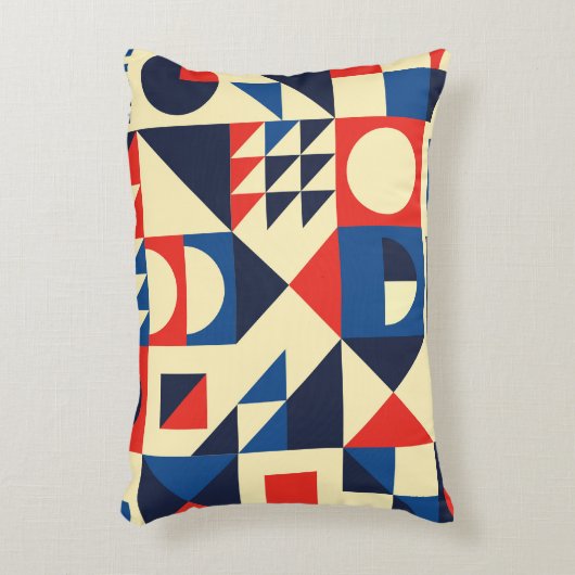 Mid-Century Geometric: ファンキーレトロパターン。 アクセントクッション (正面(垂直))