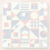 Mid-Century Geometric: ファンキーレトロパターン。 ガラスコースター (裏面)