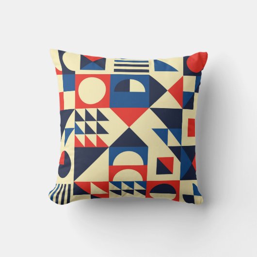 Mid-Century Geometric: ファンキーレトロパターン。 クッション (正面)