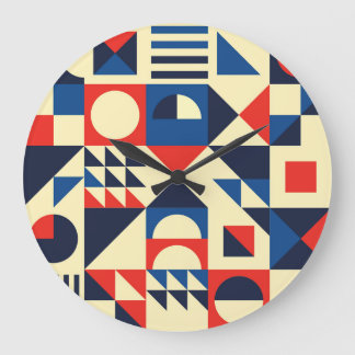 Mid-Century Geometric: ファンキーレトロパターン。 ラージ壁時計