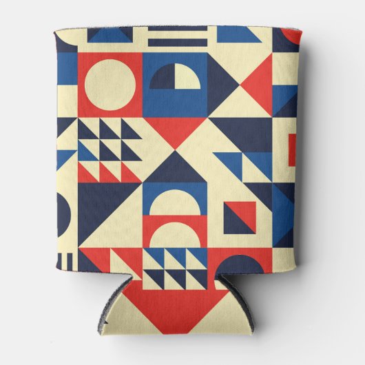 Mid-Century Geometric: ファンキーレトロパターン。 缶クーラー (正面)