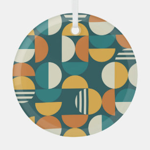 Mid-Century Geometric:レトロミニマルデザイン。 ガラスオーナメント