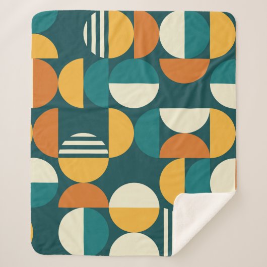 Mid-Century Geometric:レトロミニマルデザイン。 シェルパブランケット (正面)