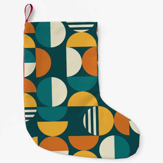 Mid-Century Geometric:レトロミニマルデザイン。 スモールクリスマスストッキング (正面)