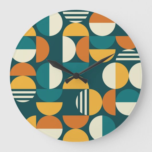 Mid-Century Geometric:レトロミニマルデザイン。 ラージ壁時計 (正面)