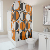 Mid-century geometric abstract pattern with simple シャワーカーテン (インサイチュ)