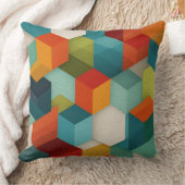 Mid-Century Geometric Cube Throw Pillow クッション (ブランケット)
