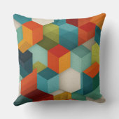 Mid-Century Geometric Cube Throw Pillow クッション (裏面)
