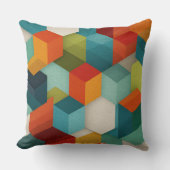 Mid-Century Geometric Cube Throw Pillow クッション (正面)