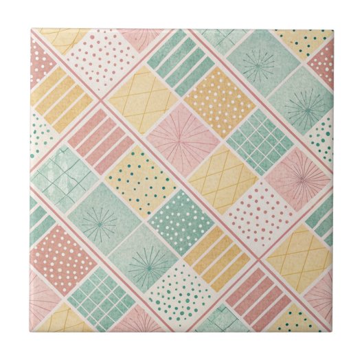 Mid-Century Geometric Design with Dots and Lines 2 タイル (正面)