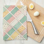 Mid-Century Geometric Design with Dots & Lines 4  キッチンタオル (四つ折り)