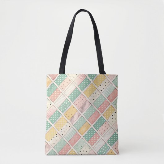 Mid-Century Geometric Design with Dots & Lines 4  トートバッグ (正面)