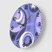 Mid-Century Geometric Purple Circles Abstract ラージ壁時計 (傾斜)