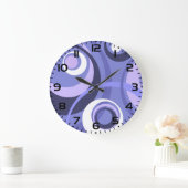 Mid-Century Geometric Purple Circles Abstract ラージ壁時計 (ホーム)
