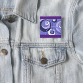 Mid-Century Geometric Purple Circles Abstract 缶バッジ (インサイチュ)