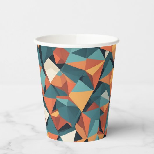 Mid-Century Geometric Teal & Orange | 紙コップ (左)