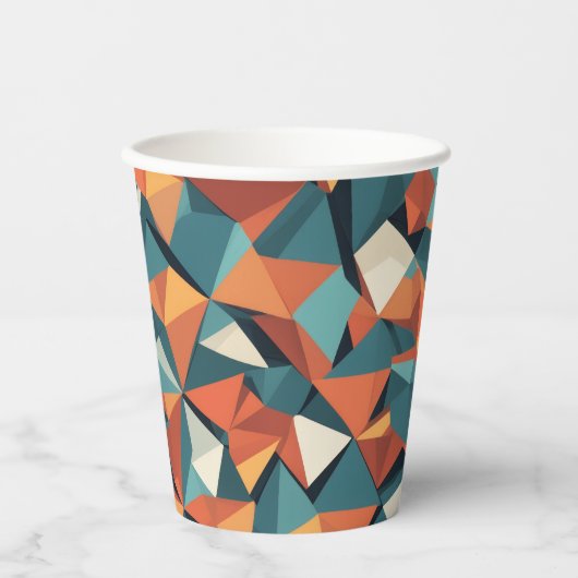 Mid-Century Geometric Teal & Orange | 紙コップ (正面)