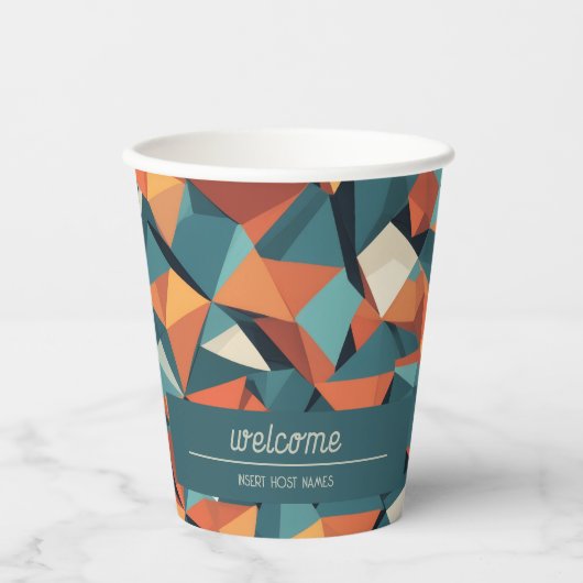 Mid-Century Geometric Teal & Orange | Custom 紙コップ (正面)