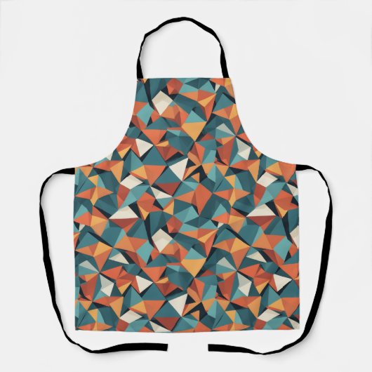 Mid-Century Geometric Teal & Orange Pattern エプロン (正面)