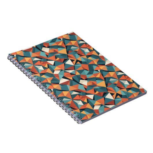 Mid-Century Geometric Teal & Orange Pattern ノートブック (右側)