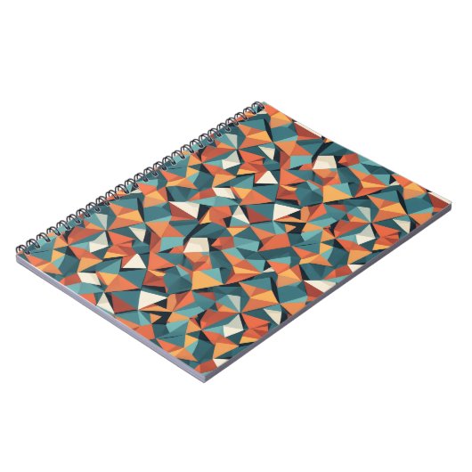Mid-Century Geometric Teal & Orange Pattern ノートブック (左側)