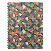 Mid-Century Geometric Teal & Orange Pattern ノートブック (正面)