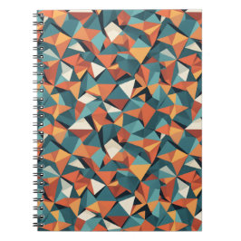 Mid-Century Geometric Teal & Orange Pattern ノートブック