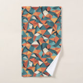 Mid-Century Geometric Teal & Orange Pattern バスタオルセット (ハンドタオル)