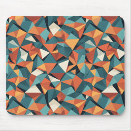 Mid-Century Geometric Teal & Orange Pattern マウスパッド
