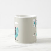 Mid Century Gravel Art on Gray with Black Dog コーヒーマグカップ (中央)