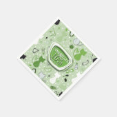 Mid Century Green Heart Cats Birthday スタンダードカクテルナプキン (角)