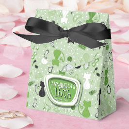 Mid Century Green Heart Cats Birthday  フェイバーボックス