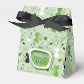 Mid Century Green Heart Cats Birthday フェイバーボックス (正面サイド)