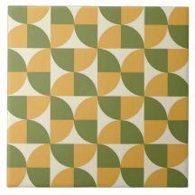 Mid Century Green Mustard yellow  Semi Circles 