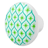 Mid Century Green Starbursts on Ovals Pattern  セラミックノブ (右)