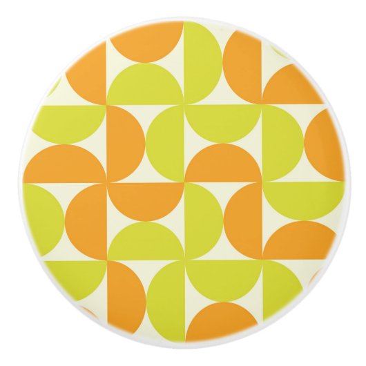 Mid Century Half Circles Orange and Yellow  セラミックノブ (正面)