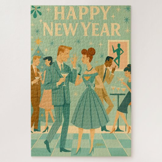Mid Century Happy New Year The Martini Dance ジグソーパズル (縦)