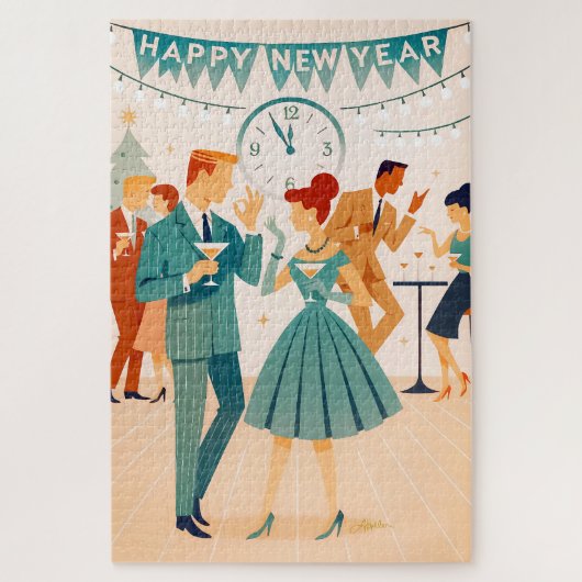 Mid Century Happy New Year The Martini Dance ジグソーパズル (縦)