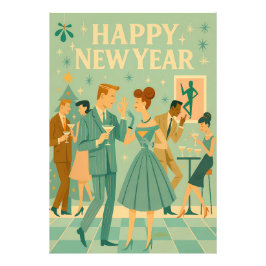 Mid Century Happy New Year The Martini Dance フォトプリント