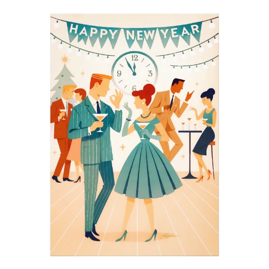 Mid Century Happy New Year The Martini Dance フォトプリント (正面)