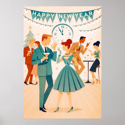 Mid Century Happy New Year The Martini Dance ポスター (正面)