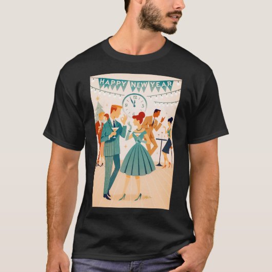 Mid Century Happy New Year The Martini Dance Tシャツ (正面)
