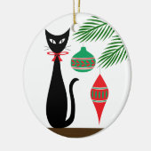 Mid Century Holiday Cat with Ornaments セラミックオーナメント (左)
